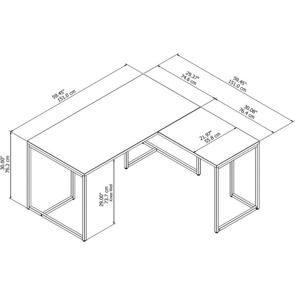 Office By Kathy Ireland Method 60w L Shaped Desk With 30w Return
